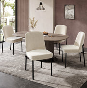 Sedie da sala da pranzo beige – set da 4, velluto