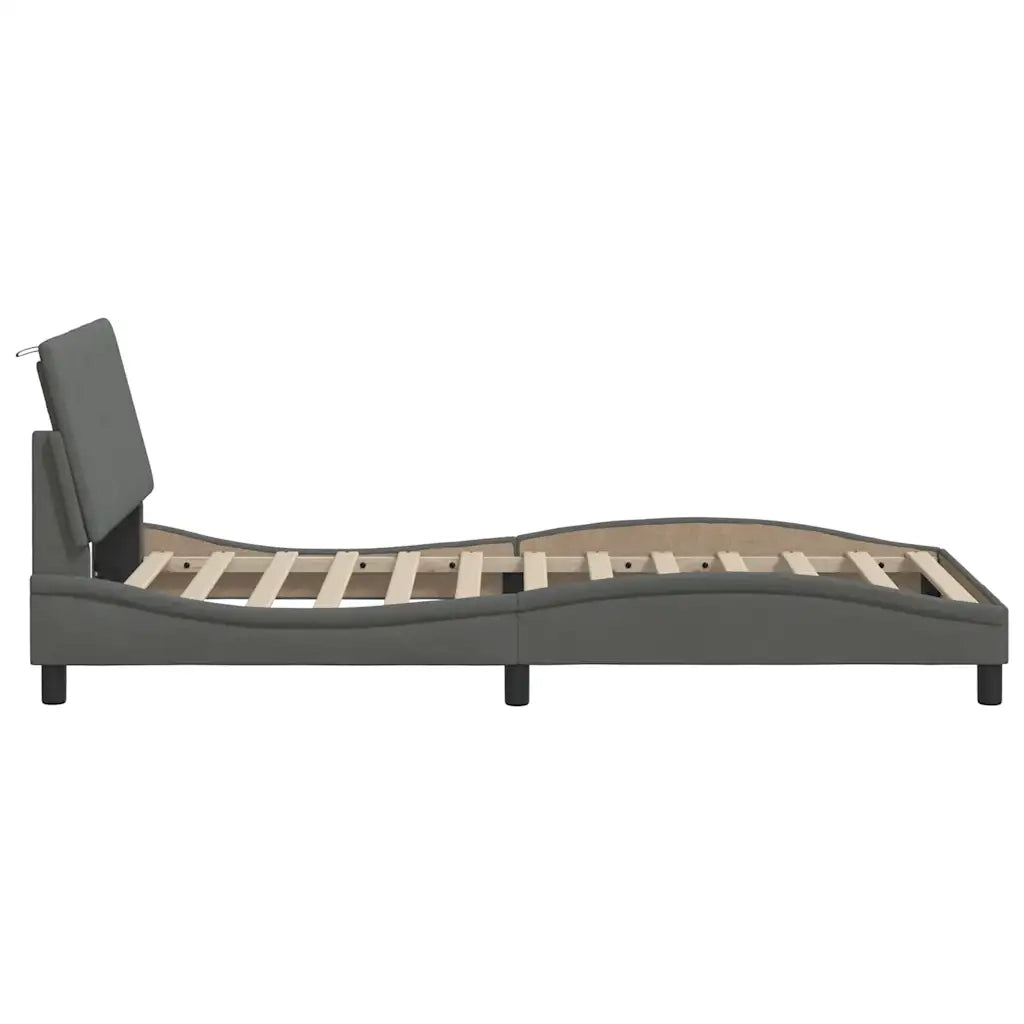 Letto singolo | Letto per adulti | Giroletto senza Materasso Hanko Grigio Scuro 100x200 cm Tessuto