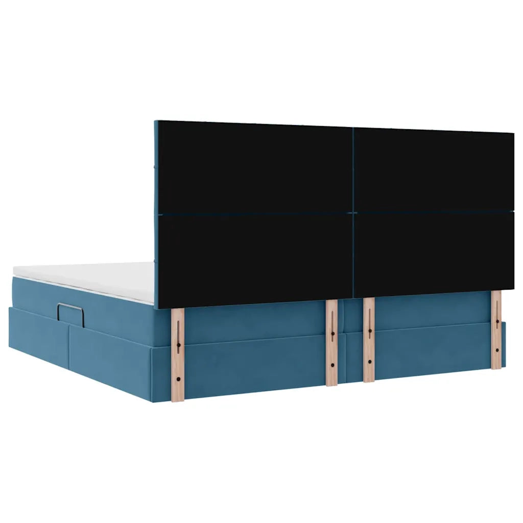 Letto con contenitore e LED Blu Scuro 200 x 200 cm Velluto