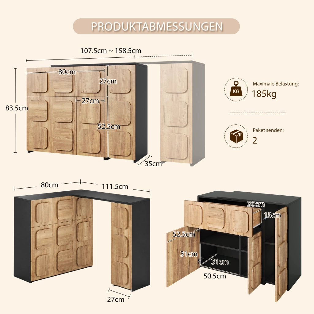 Credenza modulare push to open in legno ingegnerizzato naturale