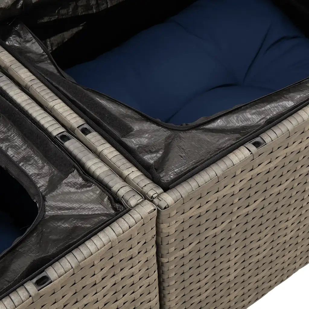 Set Divano da Giardino 9 pz con Cuscini Grigio in Polyrattan 3325834