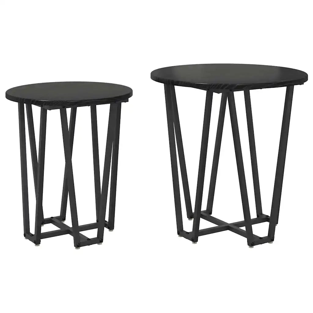 Set tavolini 2 pz | Tavolo laterale Rovere Nero