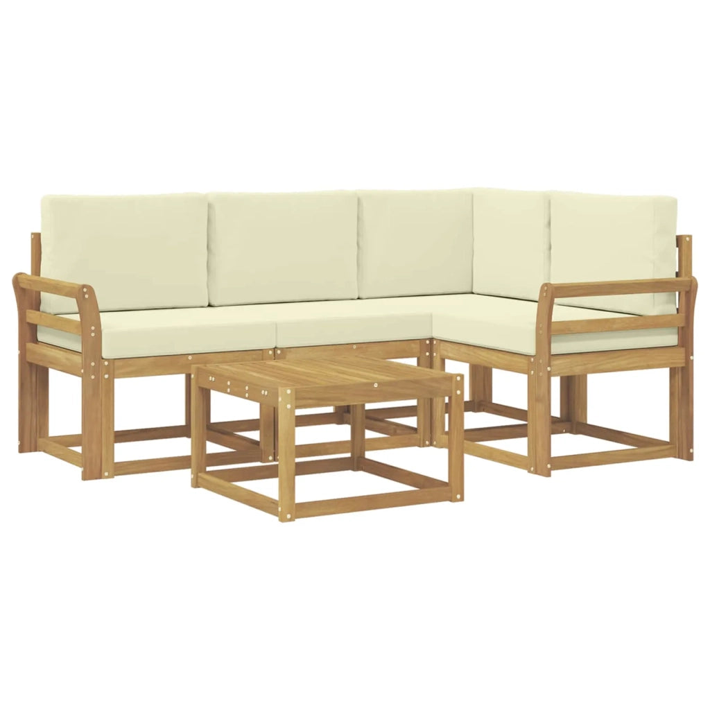 Set di divani da esterno 5 pz Bianco e Crema 3387594