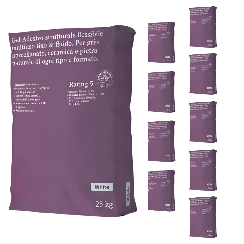 Gel adesivo strutturale flessibile bianco 25 kg incollaggio confezione 10 sacchi
