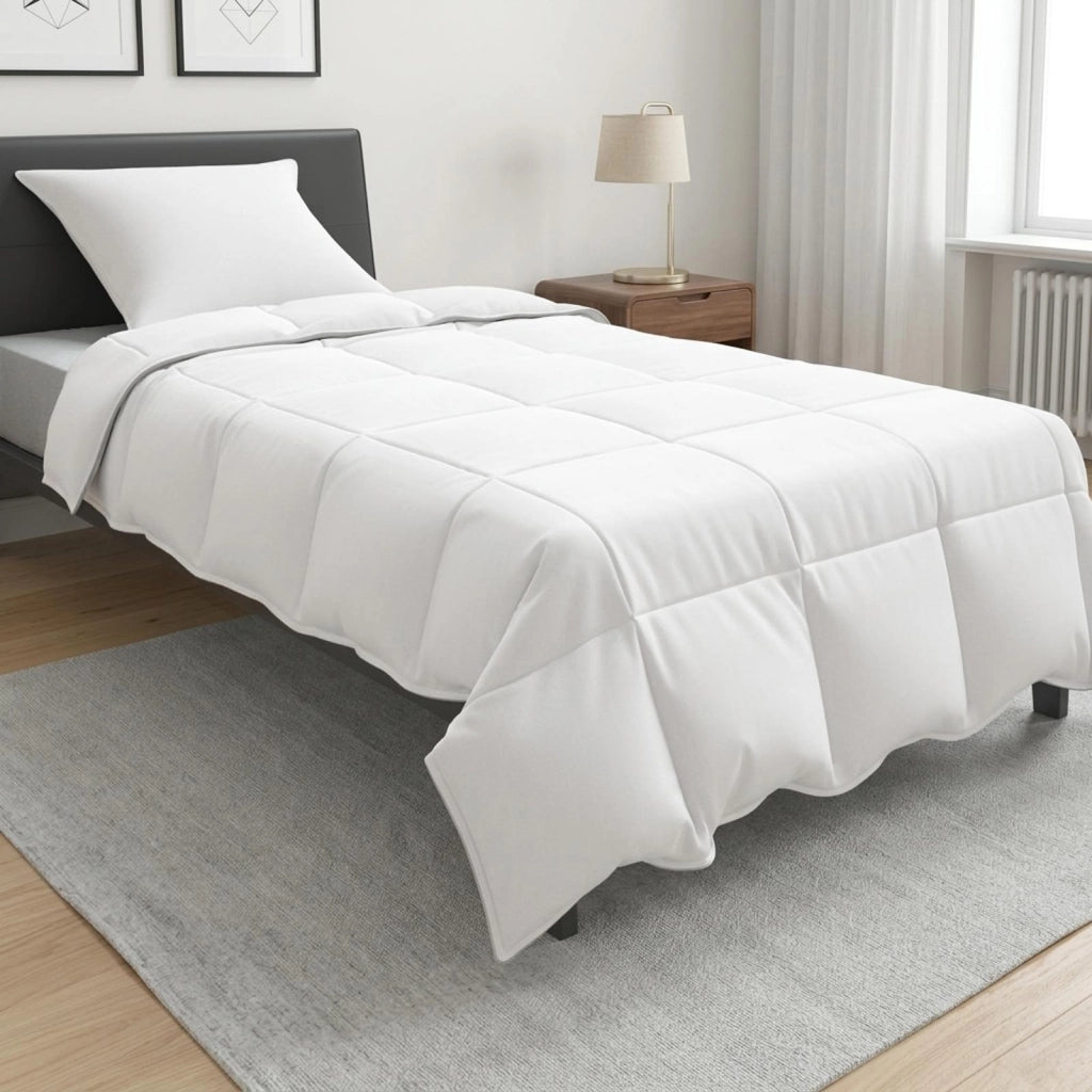 Set di Piumoni 2 pz 135 x 200 cm Tutte le stagioni Bambù Bianco 3431471