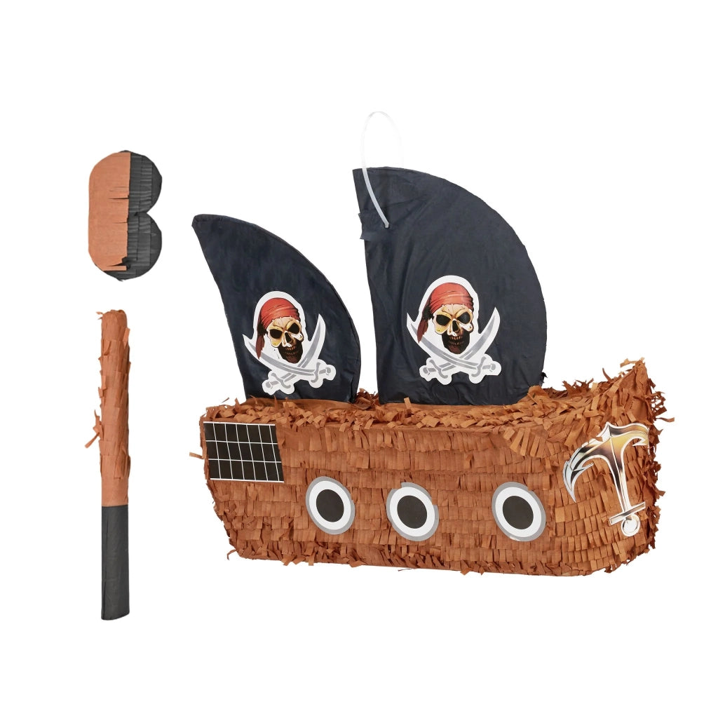 Pignatta barca dei pirati da riempire decorativa compleanno gioco interattivo 40 x 30 x 20 cm in carta colorata 13_0017468