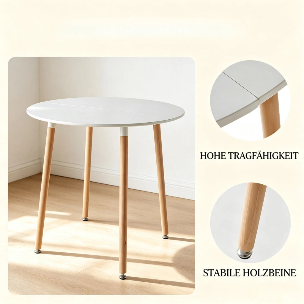 Set da pranzo con tavolo rotondo e 4 sedie moderne