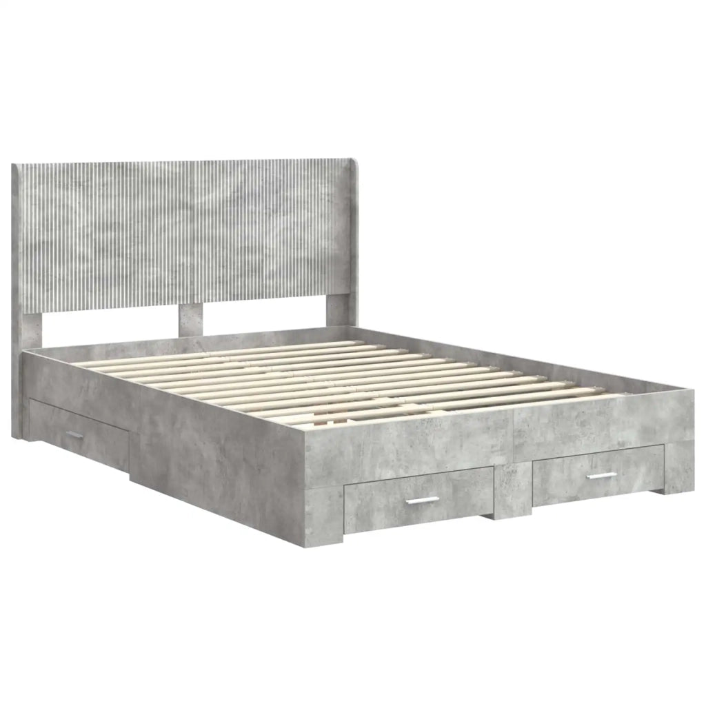 Struttura del letto con stoccaggio e testata Grigio Cemento 3414090