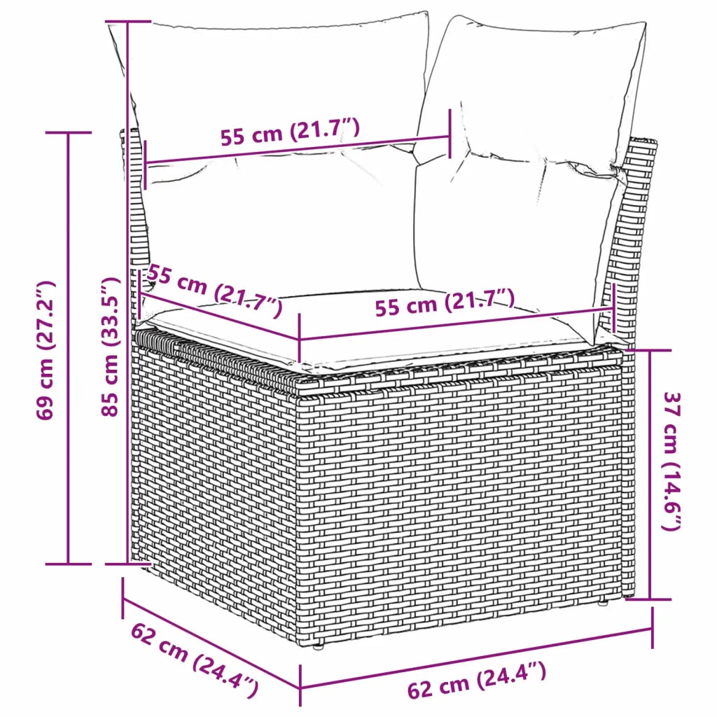 Set di divani 6 pcs Nero polyrattan 3346396