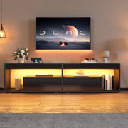 Mobile TV moderno con LED e 2 cassetti; 180x40x46 cm; nero lucido