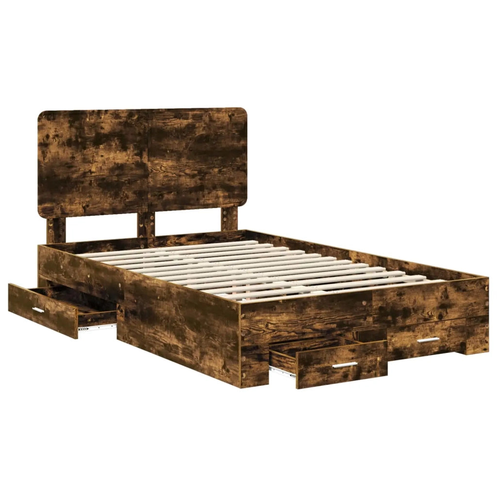 Letto matrimoniale | Letto per adulti | Struttura del letto Rovere fum¨¦ 120 x 190 cm Legno multistrato