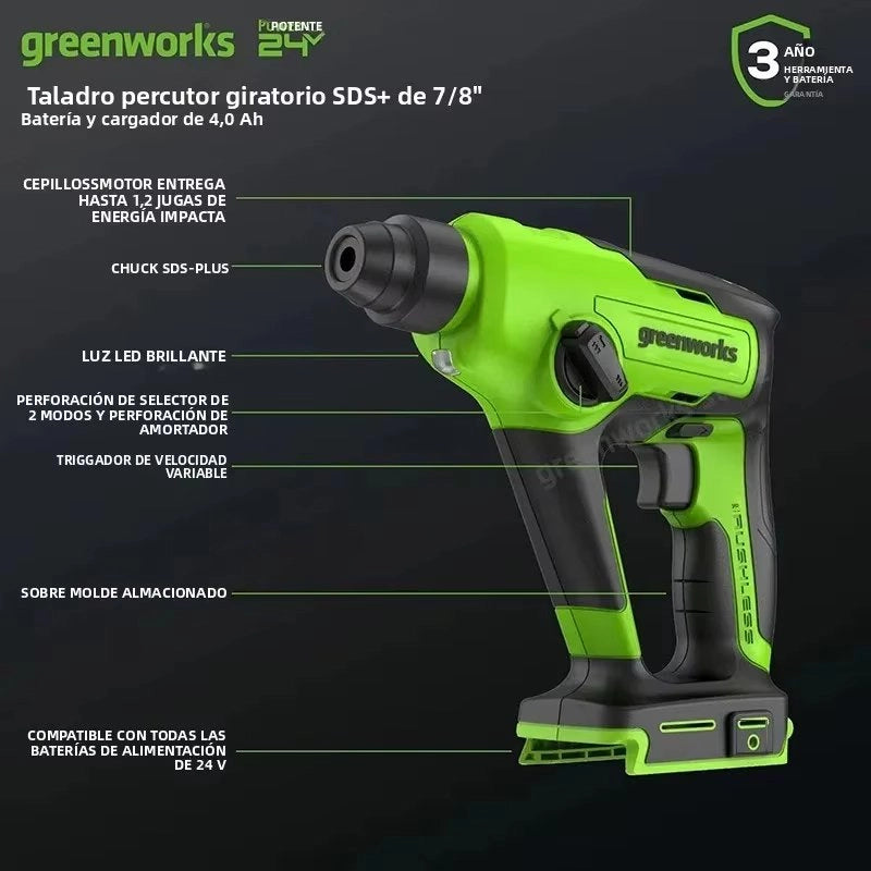 Trapano a percussione senza fili HMG405 24V energia 12 J batteria 4 Ah e caricabatterie inclusi