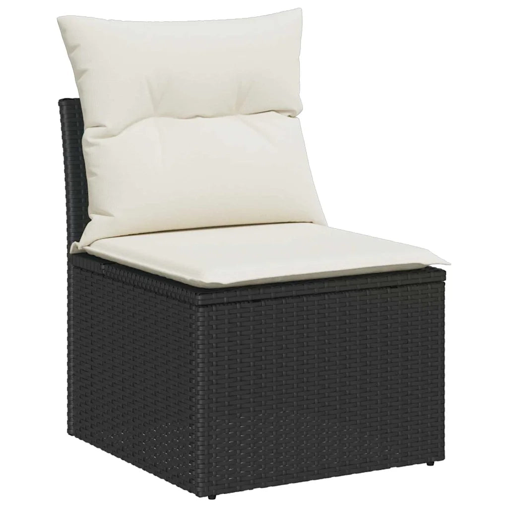 Set Divano da Giardino con cuscino 9 pcs Nero Poly Rattan