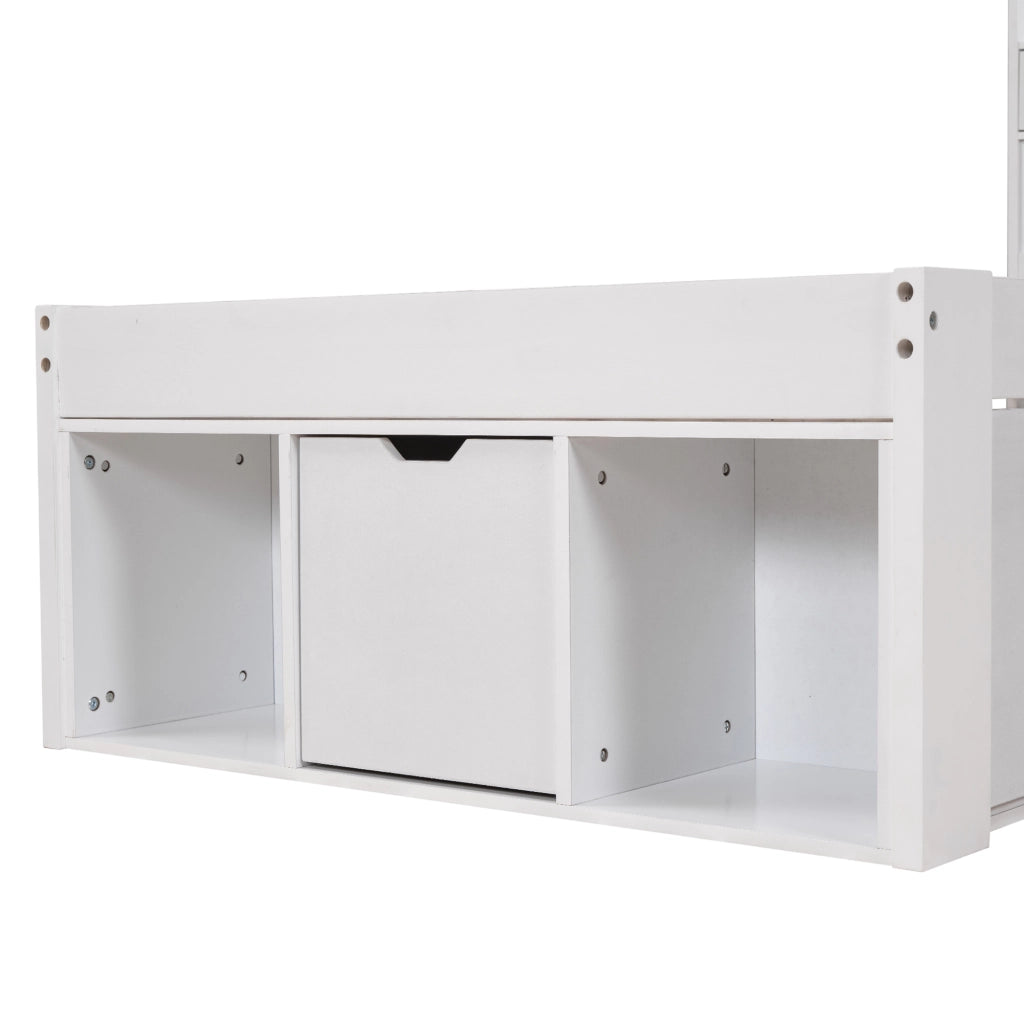 LETTO 90x200 cm Bianco con USB, Type-C, cassetti e vani contenitore