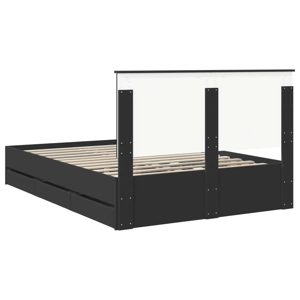 Letto matrimoniale | Letto per adulti | Struttura del letto Nero 140 x 200 cm Legno Ingegnerizzato