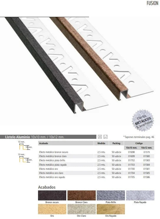Listello fusion effetto metallic o 10x10 bronzo scuro