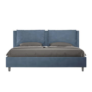 BS COM Letto con rete imbottito 180x190 microfibra blu