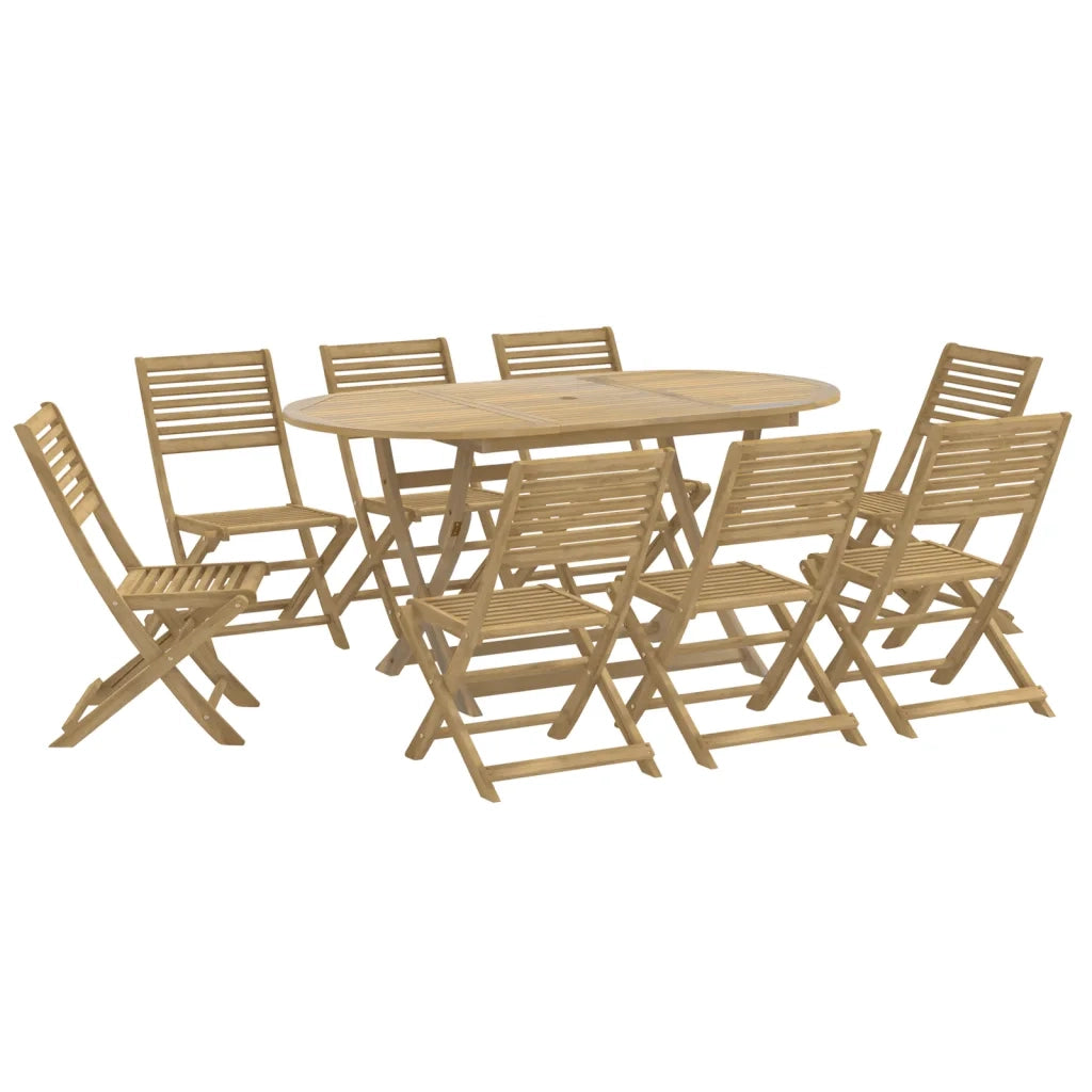 Set da Pranzo da Giardino 9 pz Legno Massello di Acacia