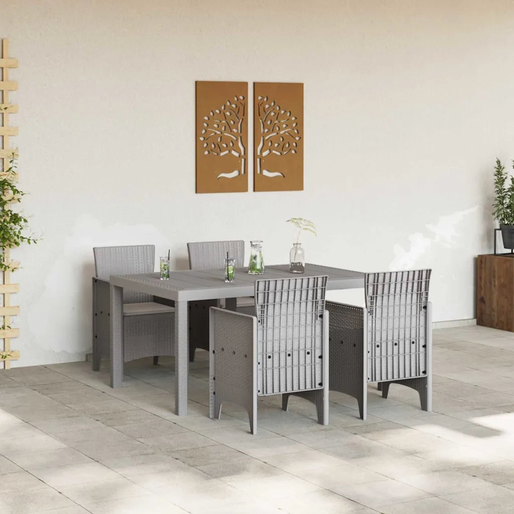 Set da Pranzo per Giardino 5 pcs Grigio chiaro Rattan Polt 3378708
