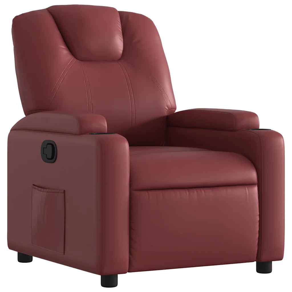 Divano Sedia-Poltrona Reclinabile Rosso Vino in Similpelle 447207