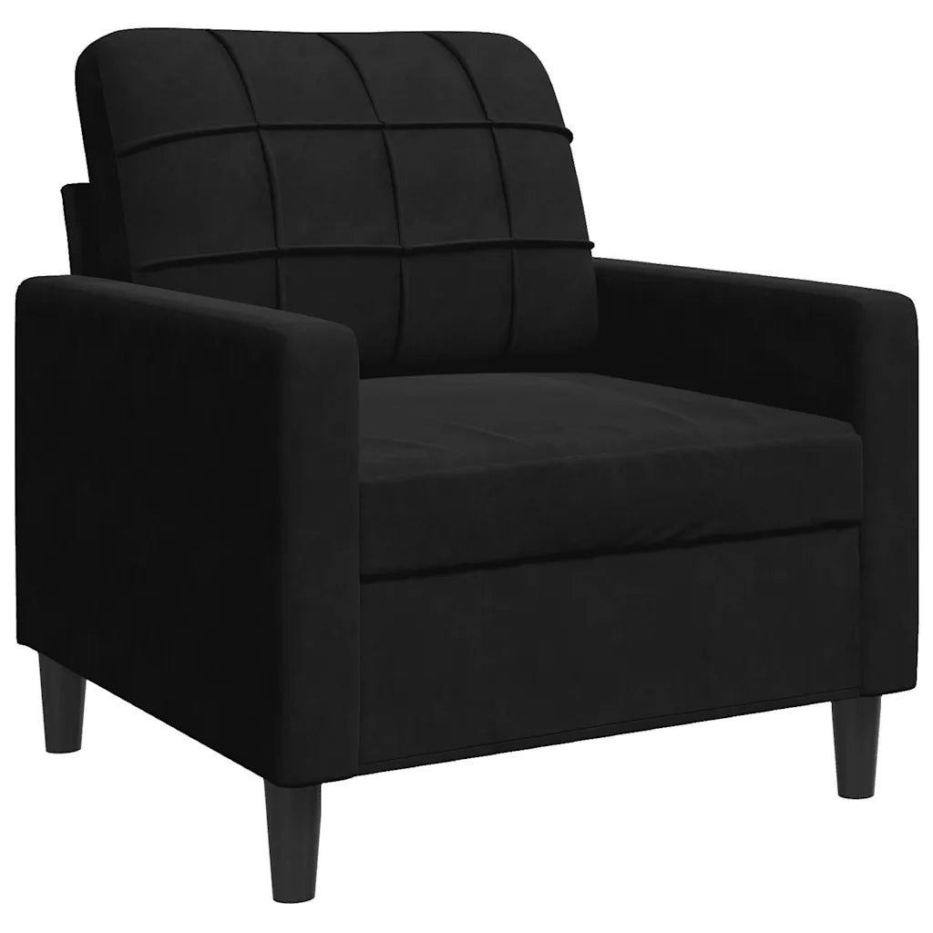 Set di Divani 4 pz con Cuscini e Rinforzi Nero in Velluto