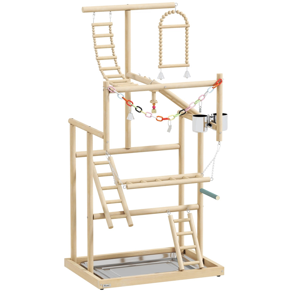 Parco giochi per uccelli - Xylo - legno naturale 48x38x95cm con scala e piattaforma