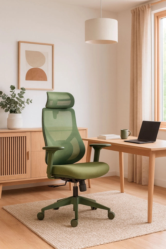 Sedia studio Hispanohogar altezza regolabile in tessuto verde