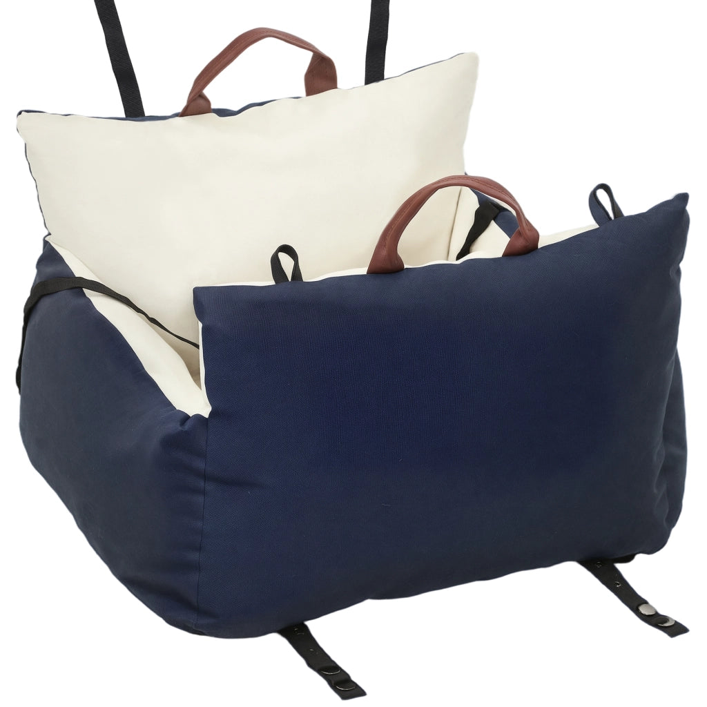Seggiolino auto per cani fino a 5 kg con 2 cinture di sicurezza, cuscino viaggio animali con fodera lavabile, pratico e confortevole, blu
