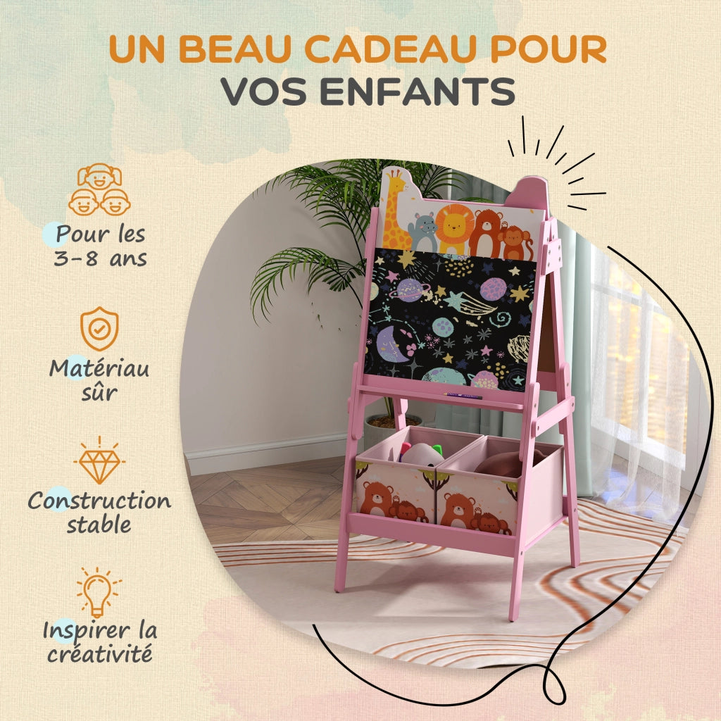 Cavalletto double face con 2 scaffali ¨C Xylo ¨C Rosa, 49x53,5x113 cm