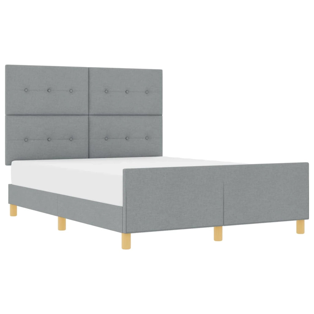 Letto matrimoniale | Letto per adulti | Struttura del letto Grigio chiaro 140 x 190 cm Tessuto