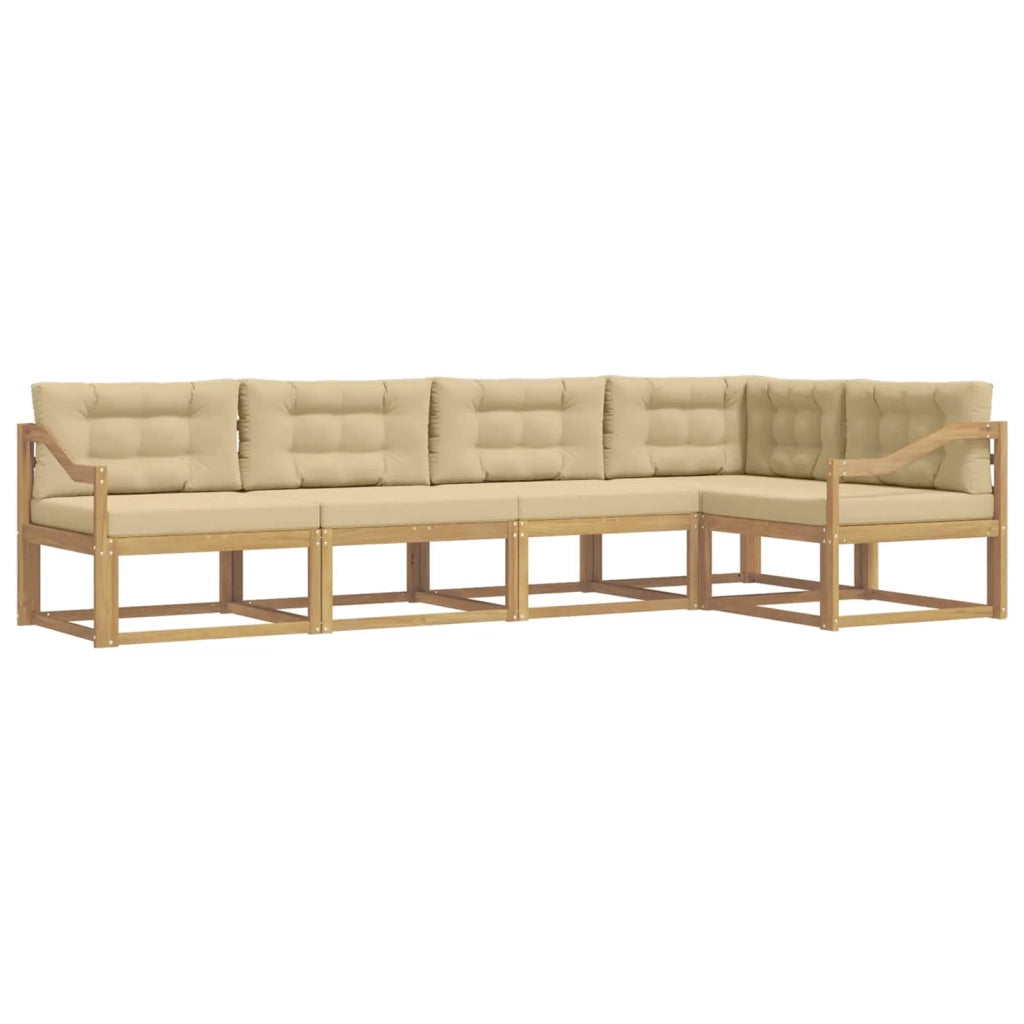 Set di divani da esterno 4 pz Bianco e Beige Poliestere 3386462