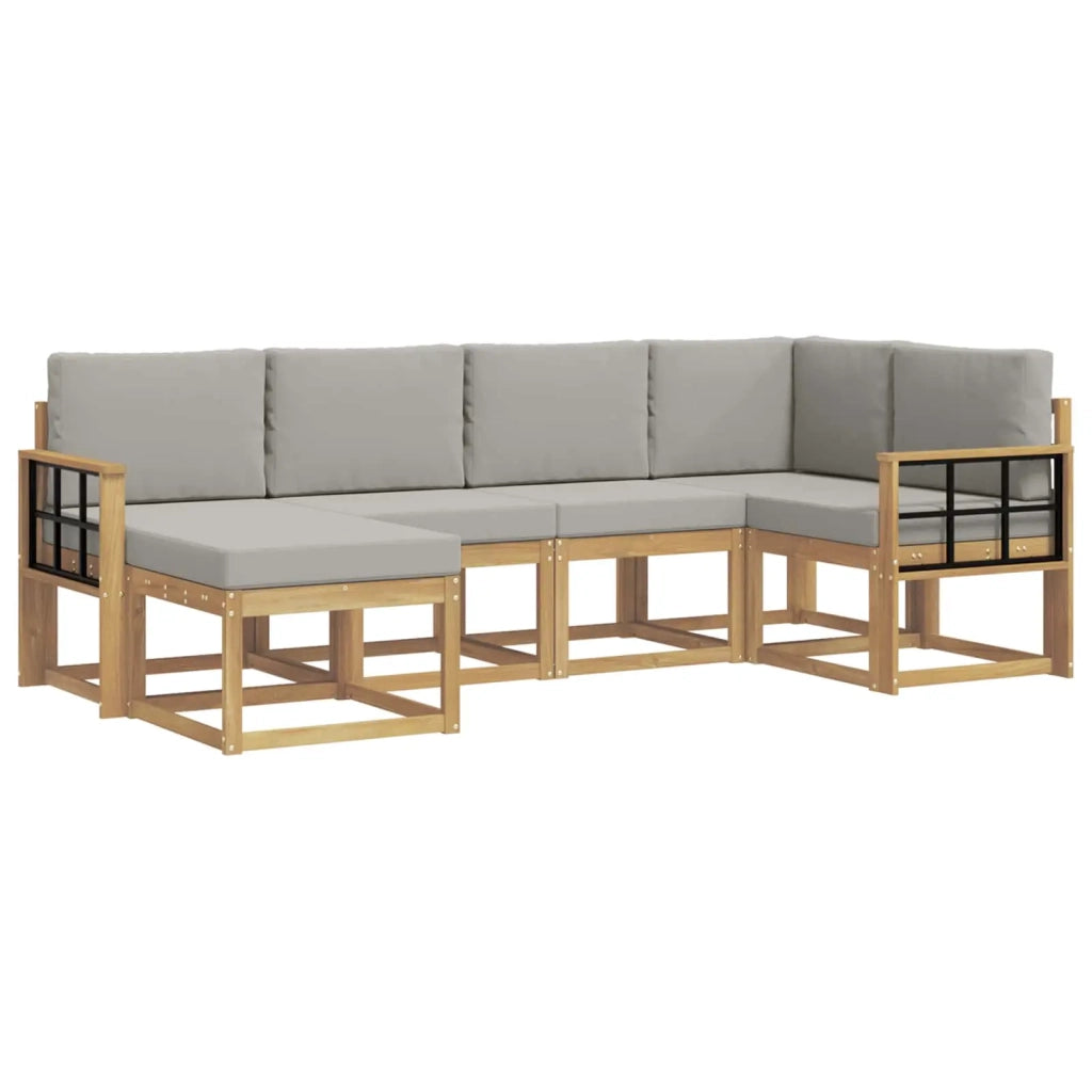 Set di divani da esterno 6 pz Bianco e Grigio Chiaro 3387885