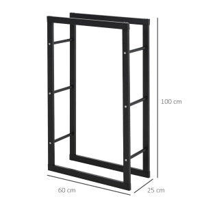 Portalegna ULEVR in metallo nero 40x25x100 cm, supporto per legna da camino con portata fino a 97 kg