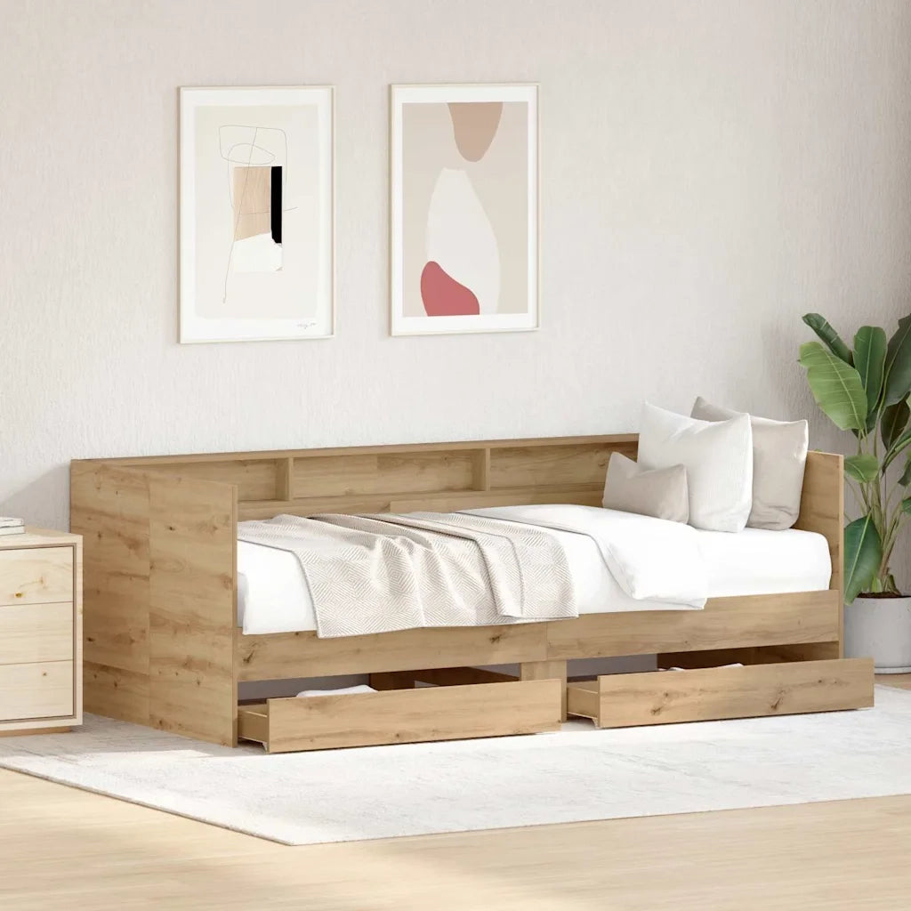 Letto singolo | Letto per adulti | Daybed Rovere artigianale 100 x 200 cm Legno multistrato