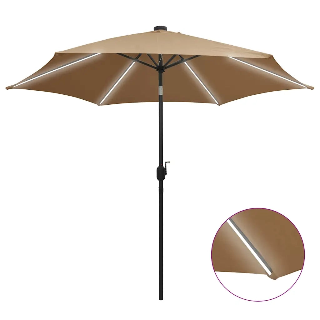 Ombrellone con Luci a LED e Palo Alluminio 300 cm Grigio Talpa 47363