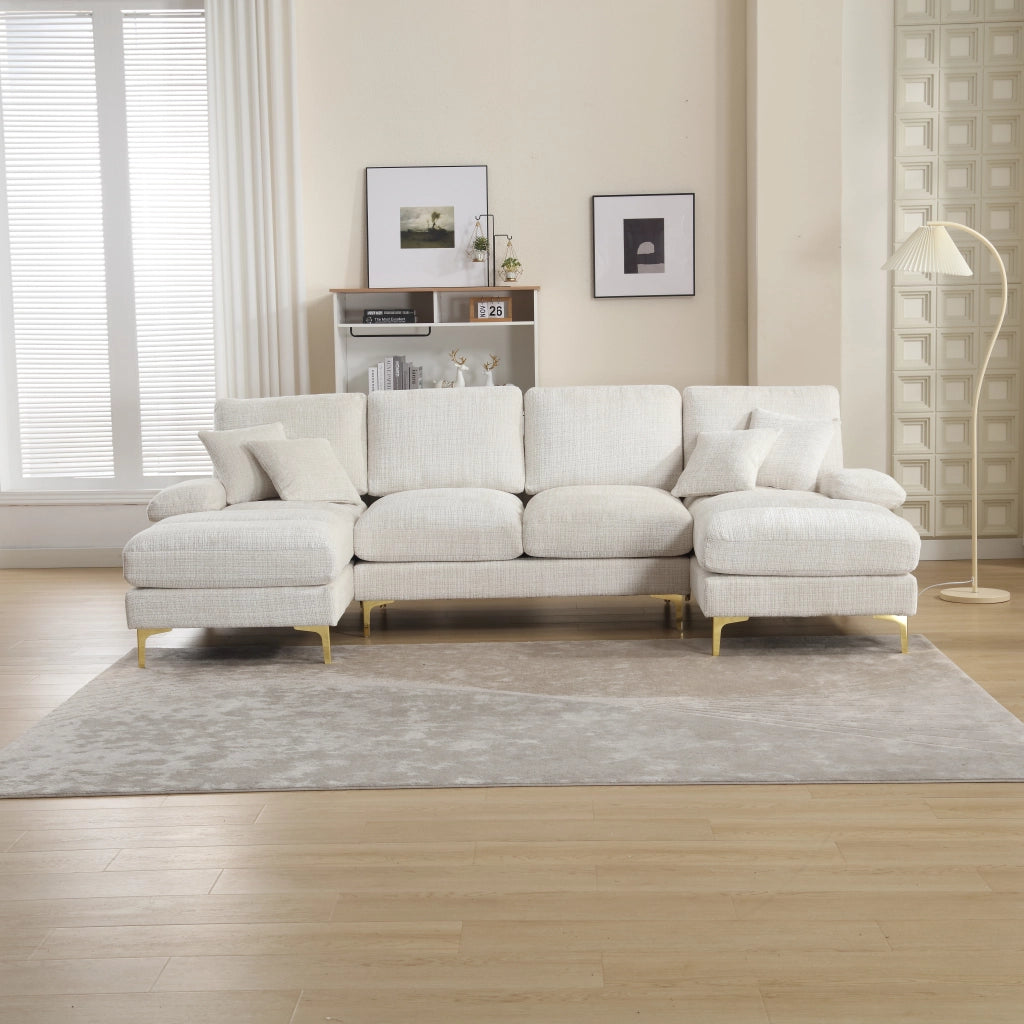 Divano U Angolare Chenille 3 Posti ¨C MINIMAL ¨C Grigio, Tessuto