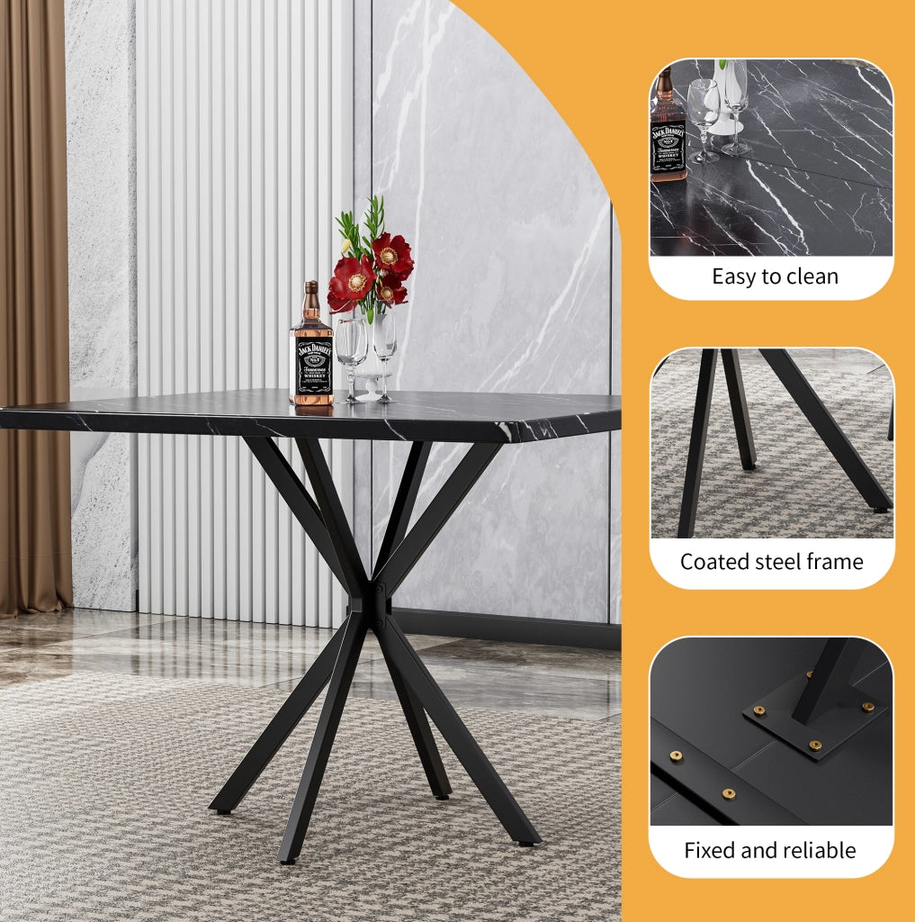 TAVOLO da pranzo quadrato 107,2x58,2x8,7 cm Nero in MDF e metallo