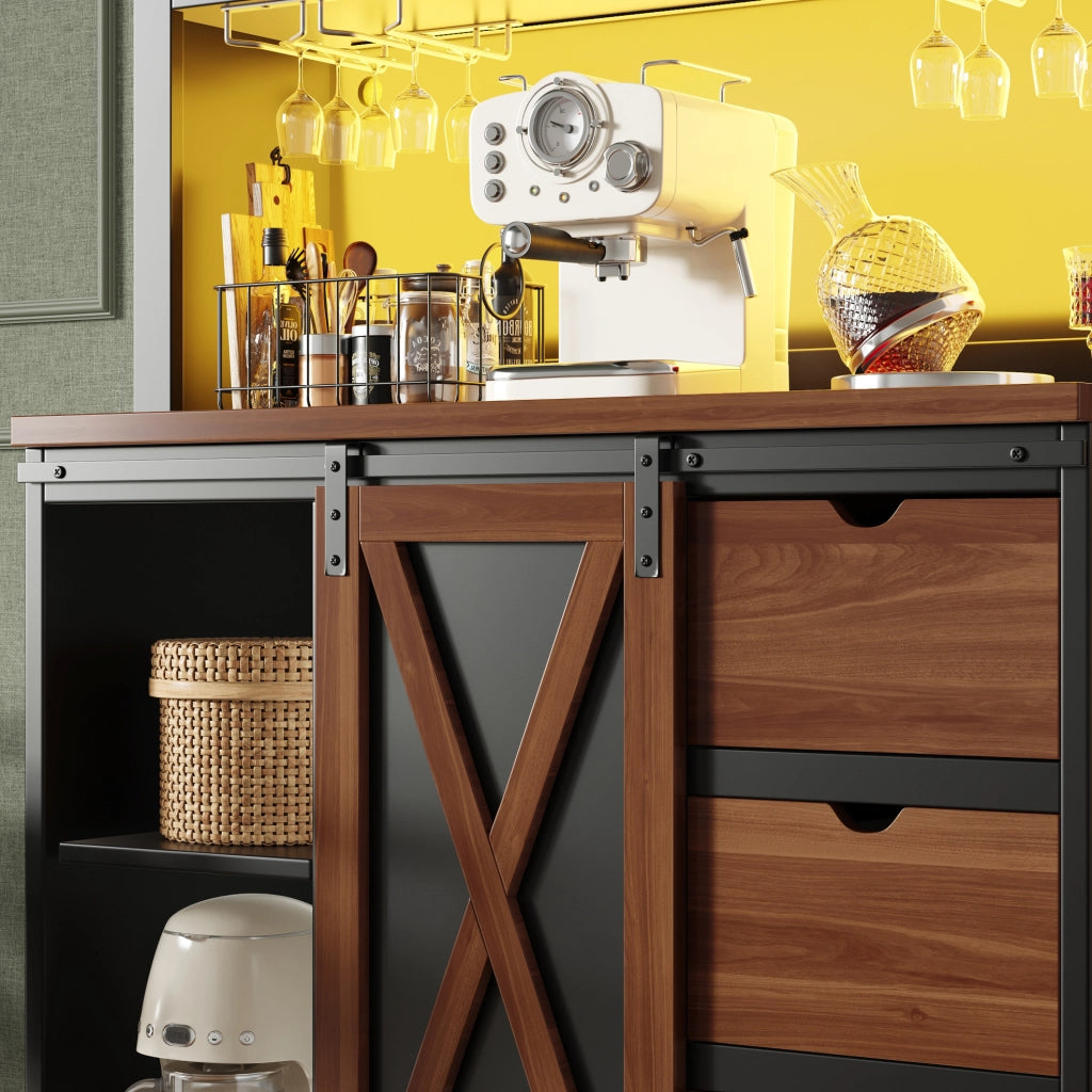ARMADIO DISPENSA Alto 104x40x180 cm Nero Vetro e MDF con LED