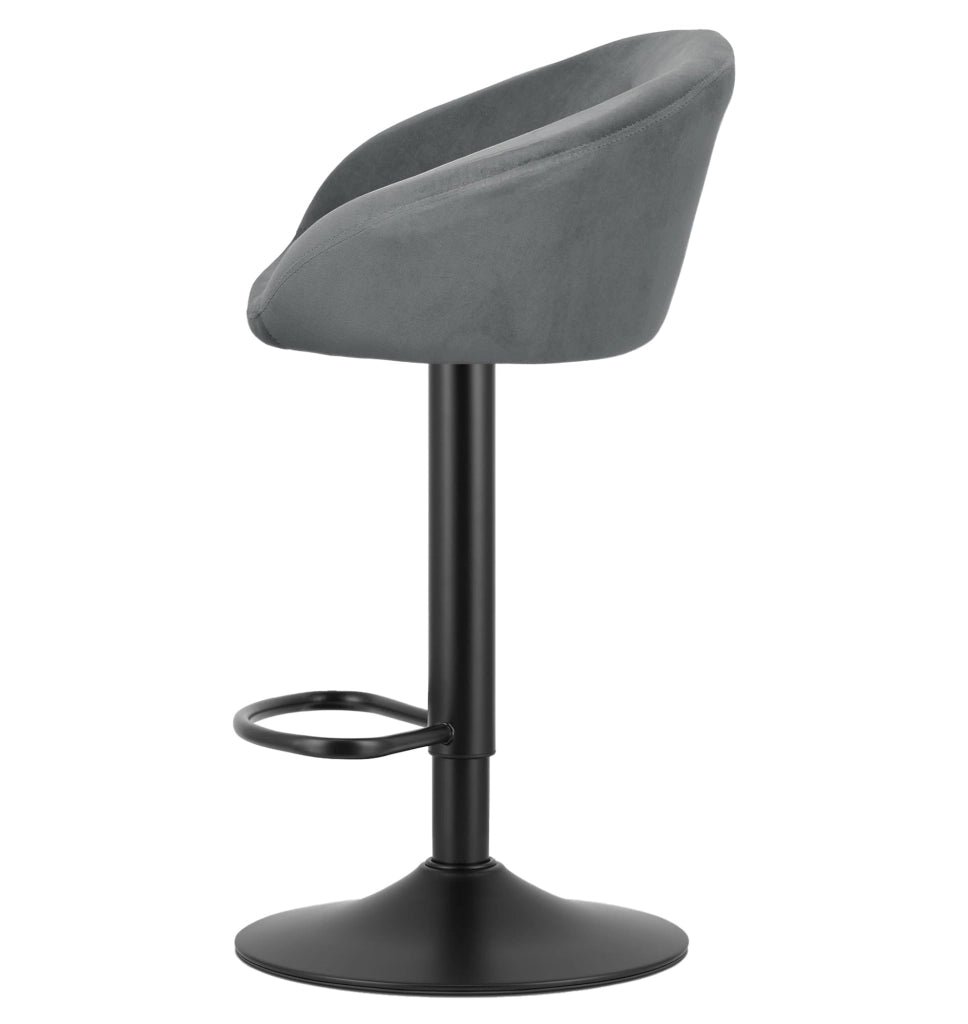 Sgabello in velluto VALORA EAST - Grigio x 2