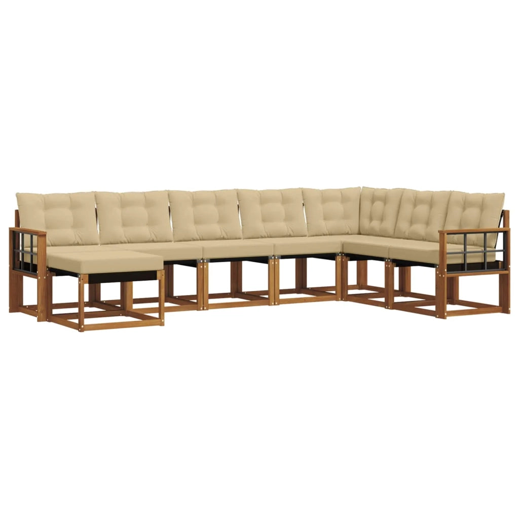 Set di divani da esterno con cuscino 8 pcs Naturale e Beige 3368960