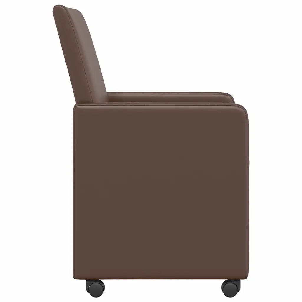Sedie da Pranzo con Ruote 2 pcs Marrone 57 x 66 x 94 cm