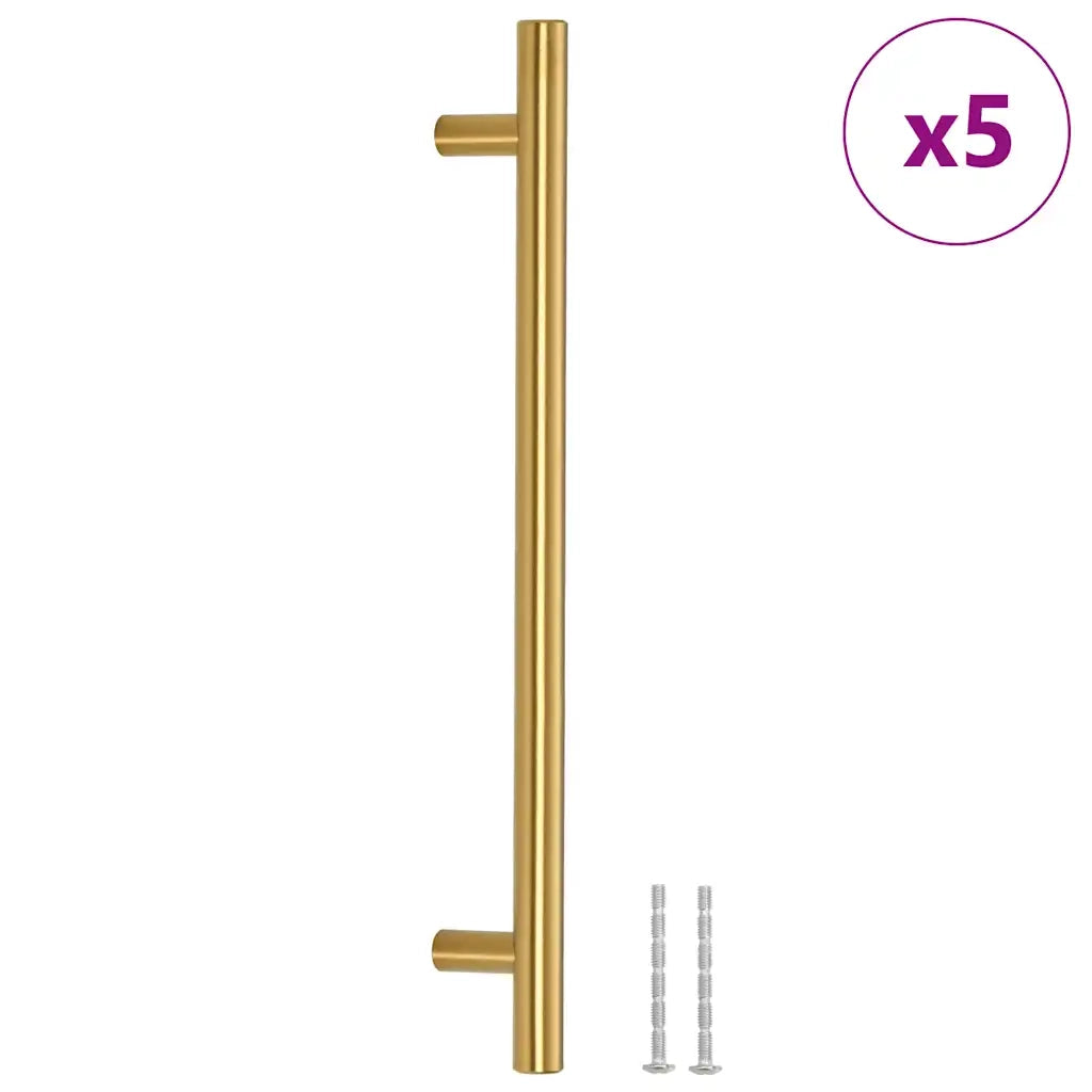 Poignées d'armoire 5 pcs doré 192 mm acier inoxydable