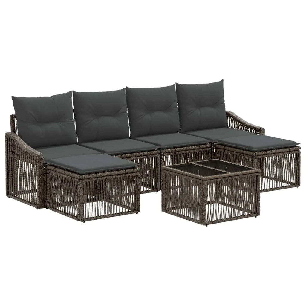 Set Divano da Giardino 7 pz Grigio polyrattan 3436088