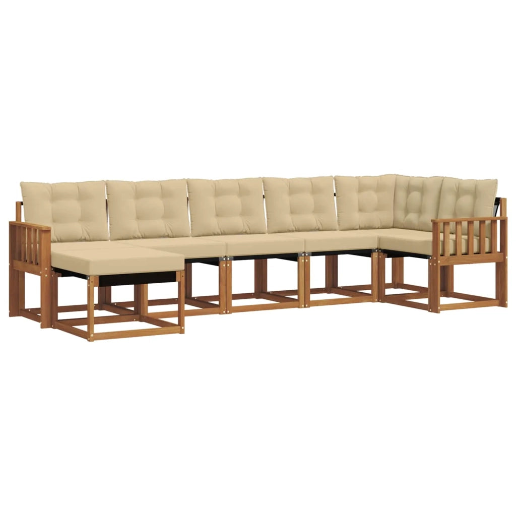 Set di divani da esterno con cuscino 7 pcs Naturale e Beige 3368880