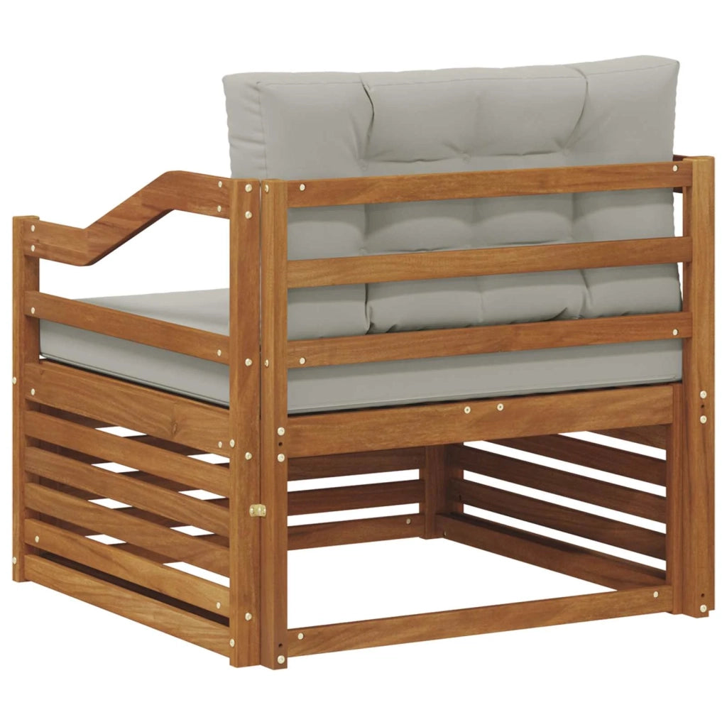 Divano da esterno Solid Acacia Wood Naturale e Grigio Chiaro 3436411