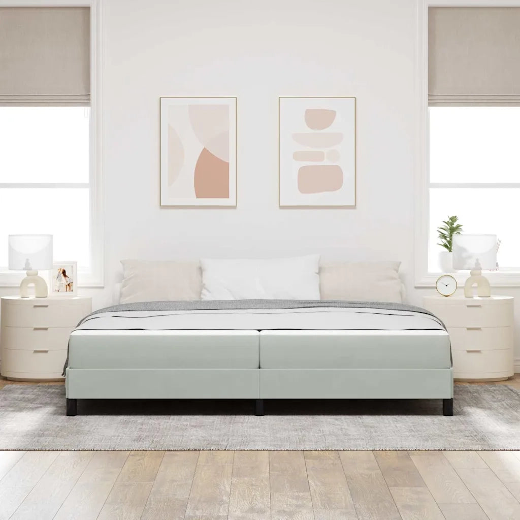 Letto a molle con materasso Grigio chiaro 200 x 200 cm Tessuto