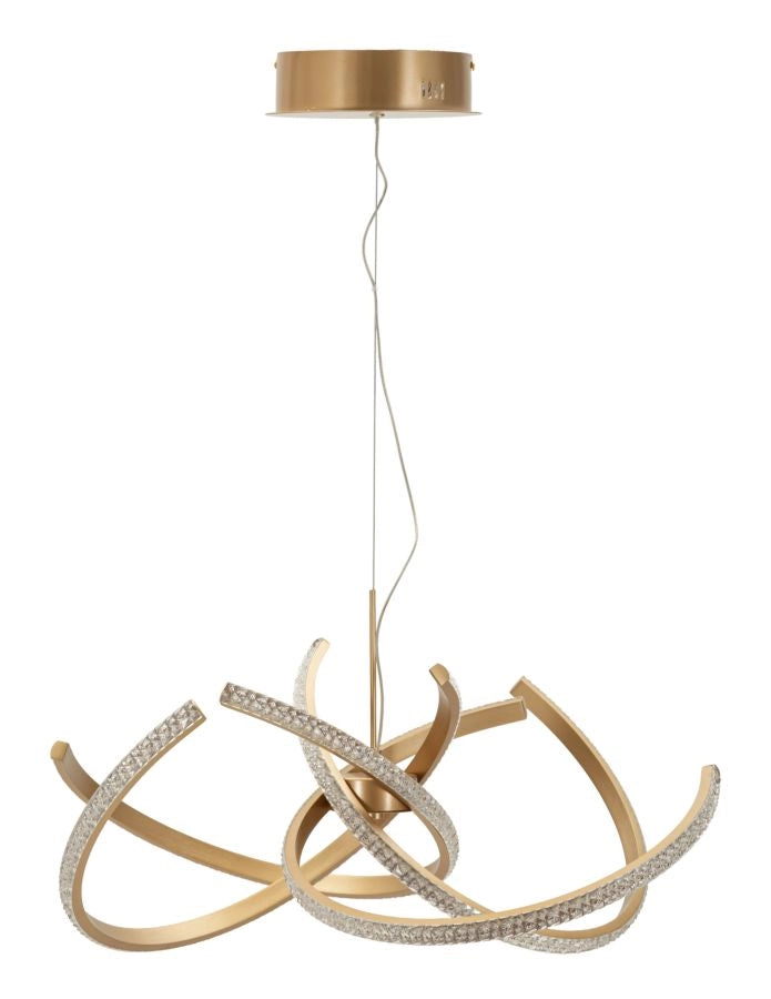 Lampadario LED Celtic Ø62x120 cm in Alluminio e Ferro e PVC Oro e Bianco
