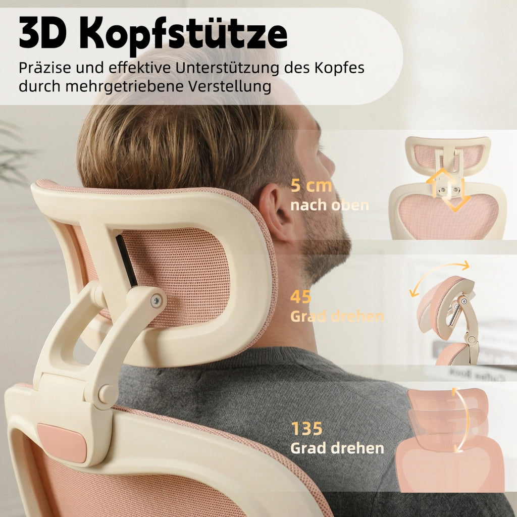 Sedia da ufficio ergonomica pieghevole con supporto lombare ¨C Xylo ¨C rosa