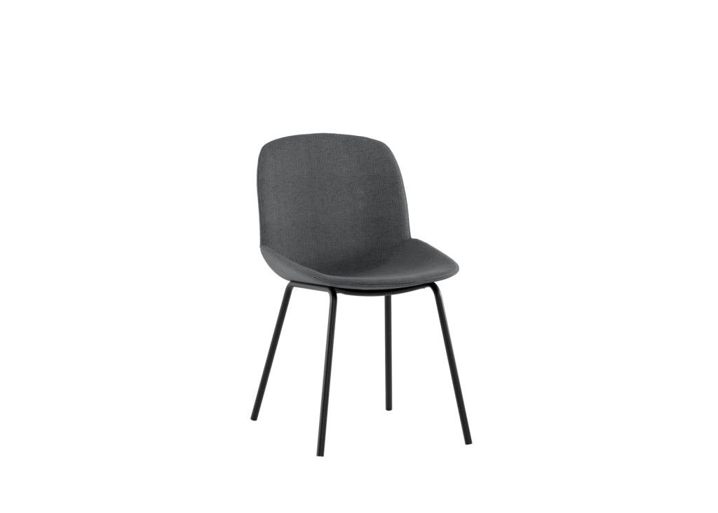 Sedia da pranzo Eva con seduta rivestita in tessuto grigio scuro e struttura in polipropilene - Base in metallo nero - Dimensioni 46x57x80 cm