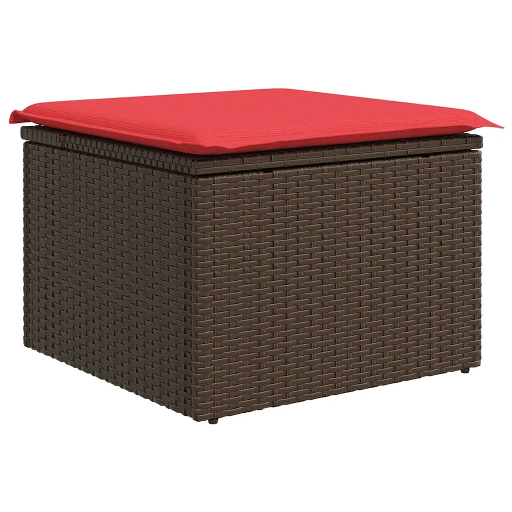 Set di divani con cuscino 7 pcs Marrone e Rosso polyrattan 3355143